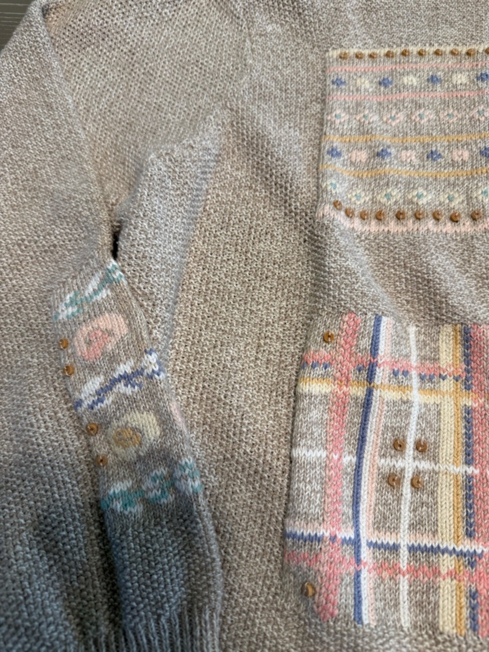 Vintage Grandma Cottagecore Cotton Blend Embroidered Cardigan Women's Size XL - Picture 4 of 9